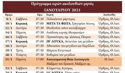 Πρόγραμμα ακολουθιών Ιανουαρίου 2021